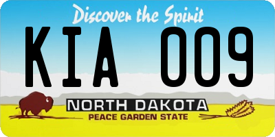 ND license plate KIA009