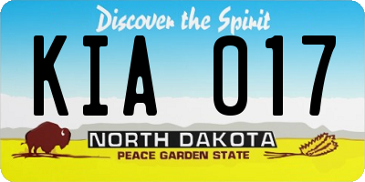 ND license plate KIA017