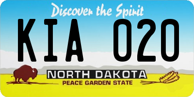 ND license plate KIA020
