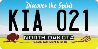 ND license plate KIA021