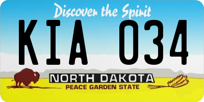 ND license plate KIA034