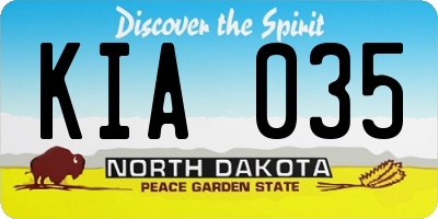 ND license plate KIA035