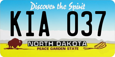 ND license plate KIA037