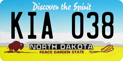 ND license plate KIA038