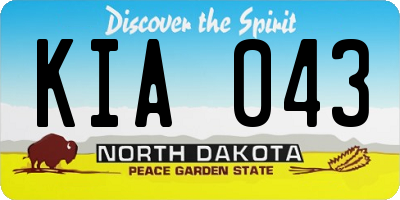 ND license plate KIA043