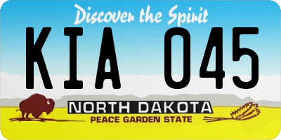 ND license plate KIA045