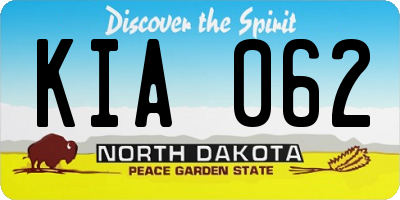 ND license plate KIA062