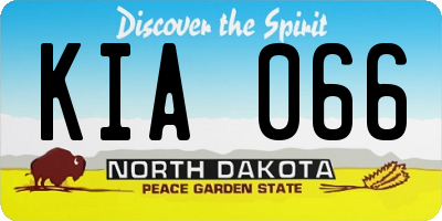 ND license plate KIA066