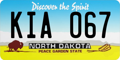 ND license plate KIA067