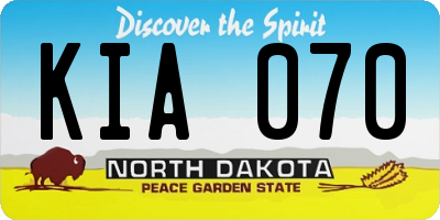 ND license plate KIA070