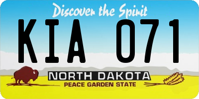 ND license plate KIA071