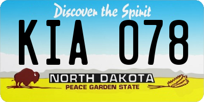 ND license plate KIA078