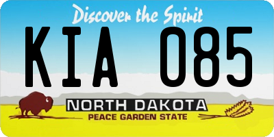 ND license plate KIA085