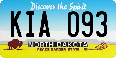 ND license plate KIA093