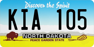 ND license plate KIA105