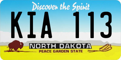 ND license plate KIA113