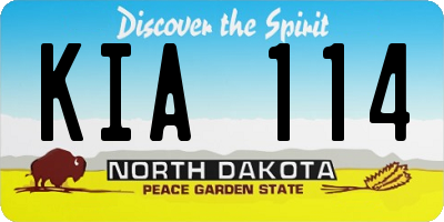 ND license plate KIA114
