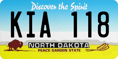 ND license plate KIA118