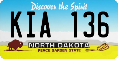 ND license plate KIA136