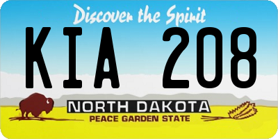 ND license plate KIA208