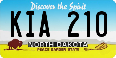 ND license plate KIA210