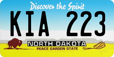ND license plate KIA223
