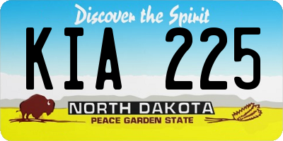 ND license plate KIA225