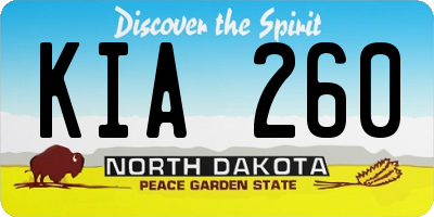 ND license plate KIA260