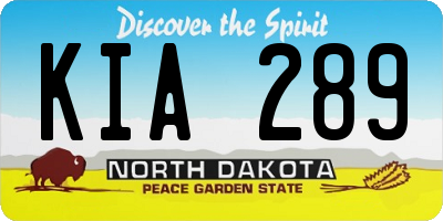 ND license plate KIA289
