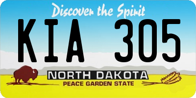 ND license plate KIA305