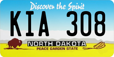 ND license plate KIA308