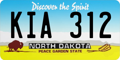 ND license plate KIA312