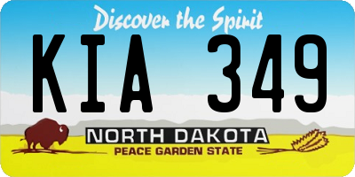 ND license plate KIA349