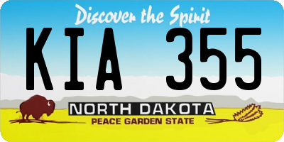 ND license plate KIA355