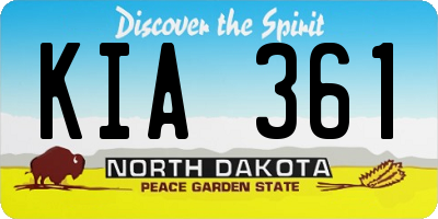 ND license plate KIA361
