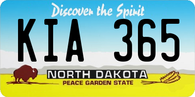 ND license plate KIA365