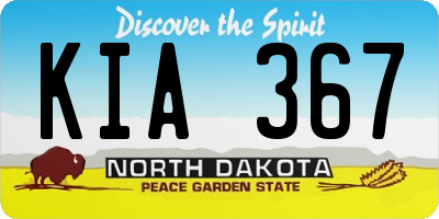 ND license plate KIA367