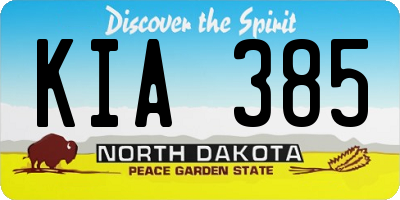 ND license plate KIA385