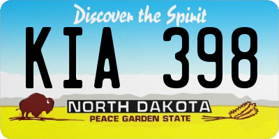 ND license plate KIA398