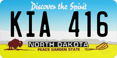 ND license plate KIA416