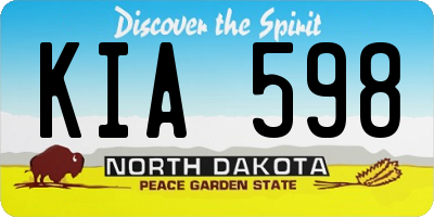 ND license plate KIA598