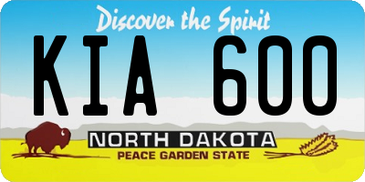 ND license plate KIA600