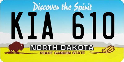 ND license plate KIA610