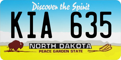 ND license plate KIA635