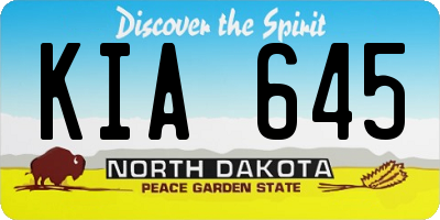 ND license plate KIA645