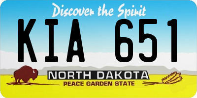 ND license plate KIA651