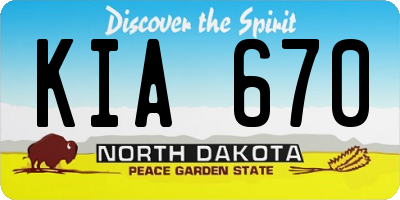 ND license plate KIA670