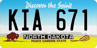 ND license plate KIA671