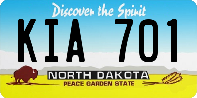 ND license plate KIA701