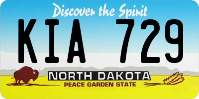 ND license plate KIA729